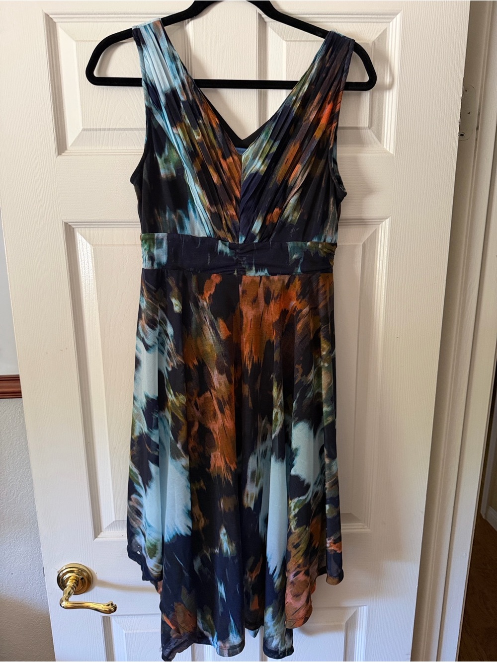 Simply Vera Vera Wang Black Multi-Color V-Neck High-Low Dress